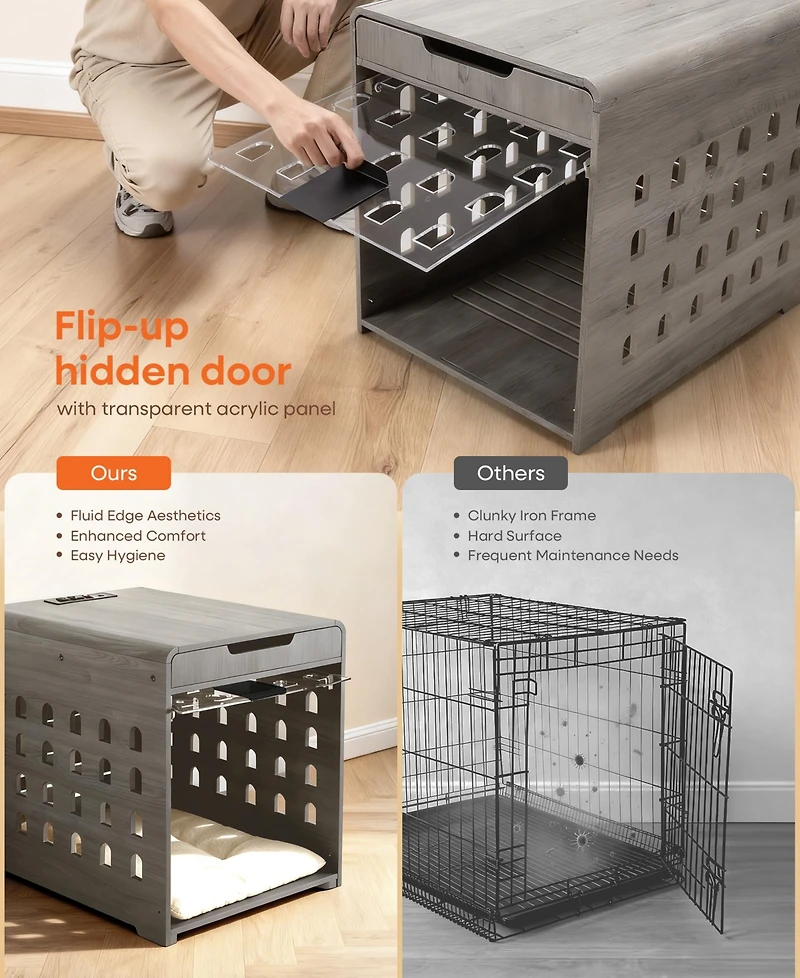 Sugift Small Elevated Rabbit Hutch with Hinged Asphalt Roof and Removable Tray