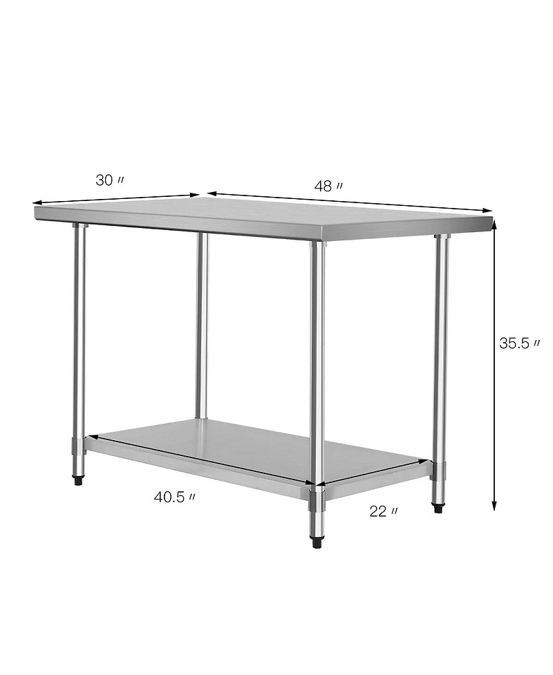 Sugift 30 x 48 Inch Stainless Steel Table Commercial Kitchen Worktable