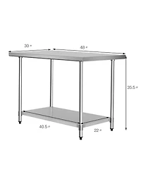 Sugift 30 x 48 Inch Stainless Steel Table Commercial Kitchen Worktable