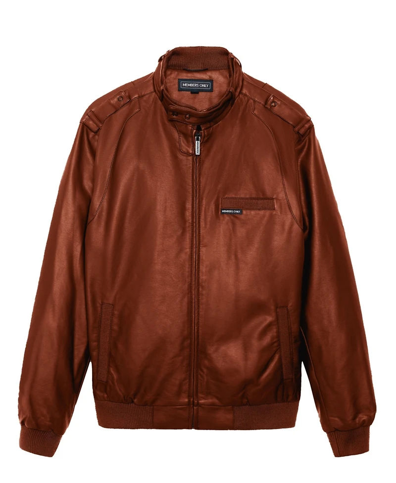 Members Only Men's Faux Leather Iconic Racer Jacket