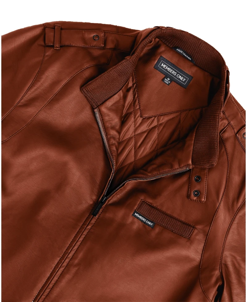 Members Only Men's Faux Leather Iconic Racer Jacket