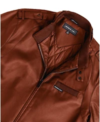 Members Only Men's Faux Leather Iconic Racer Jacket