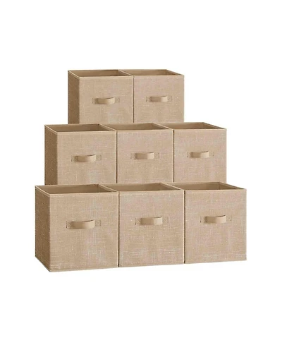 Slickblue Storage Cubes, Non-Woven Fabric Bins with Double Handles, Set of 8, Closet Organizers for Shelves, Foldable, Clothes