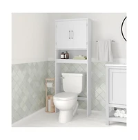 Merrick Lane Vigo Over The Toilet Bathroom Organizer With Shelves And Magnetic Closure Doors
