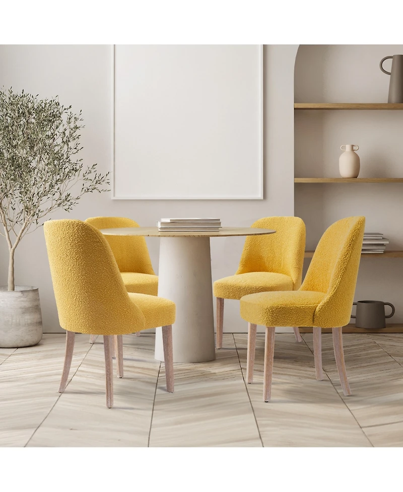 Mid-Century Modern Upholstered Boucle Dining Chair (Set of 4)