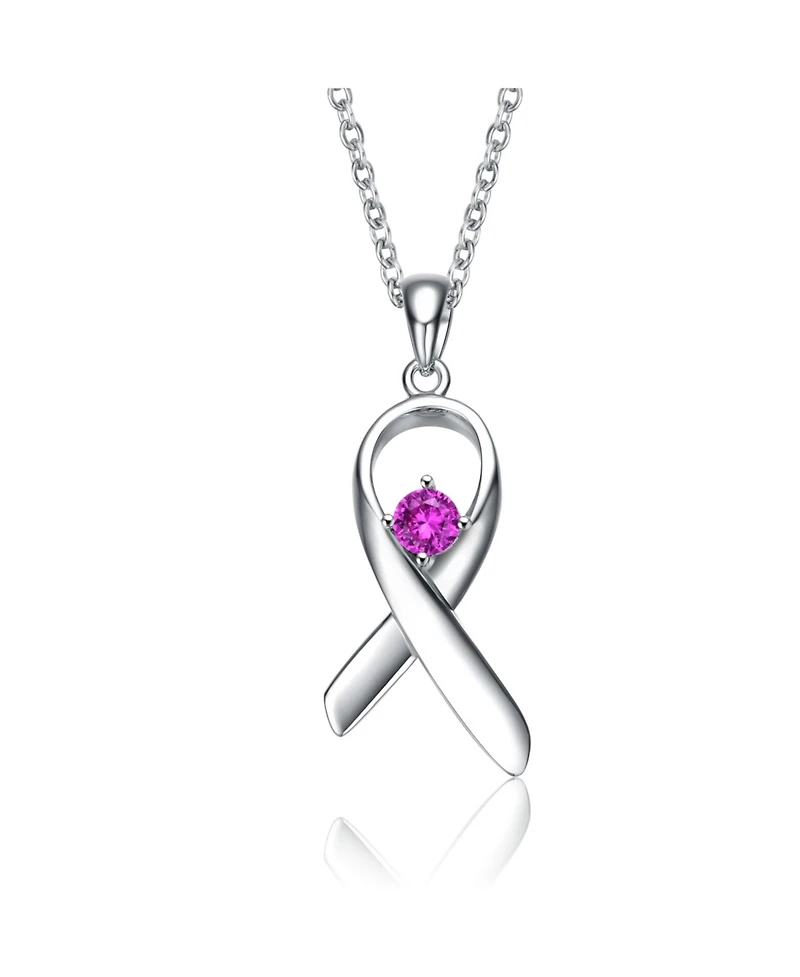 GiGiGirl Teens/Young Adults White Gold Plated Purple Stone in Infinity Pendant