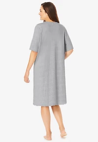 Dreams & Co. Women's Satin Trim Cotton Sleepshirt