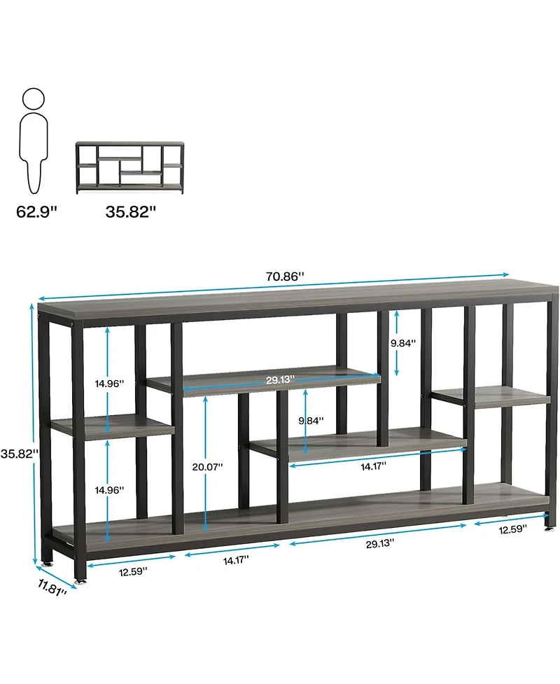 Tribesigns Console Sofa Table, 70.9 inch Extra Long Table Behind Couch with Storage Shelves, 3-Tier Industrial Narrow Entryway Hallway Accent Table fo
