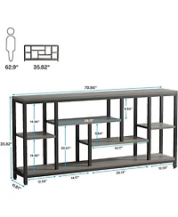 Tribesigns Console Sofa Table, 70.9 inch Extra Long Table Behind Couch with Storage Shelves, 3-Tier Industrial Narrow Entryway Hallway Accent Table fo