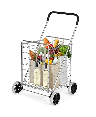 Sugift Portable Folding Shopping Cart Utility for Grocery Laundry