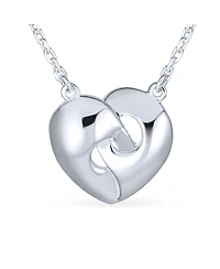 Bling Jewelry Crystal Accent 3D Interlocking Pink Enamel Heart Message Word Mom Heart Necklace Pendant For Women Mother Sterling Silver