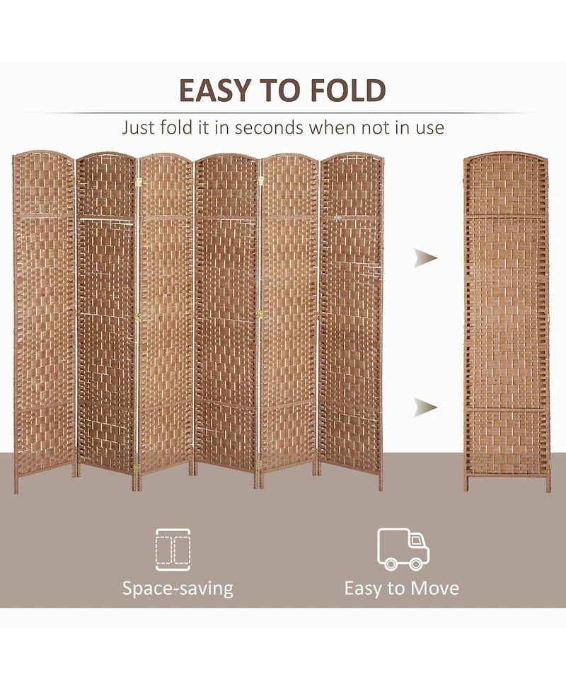 Homcom Panel Resin Wicker Folding Room Divider Privacy Screen Home Office Decor