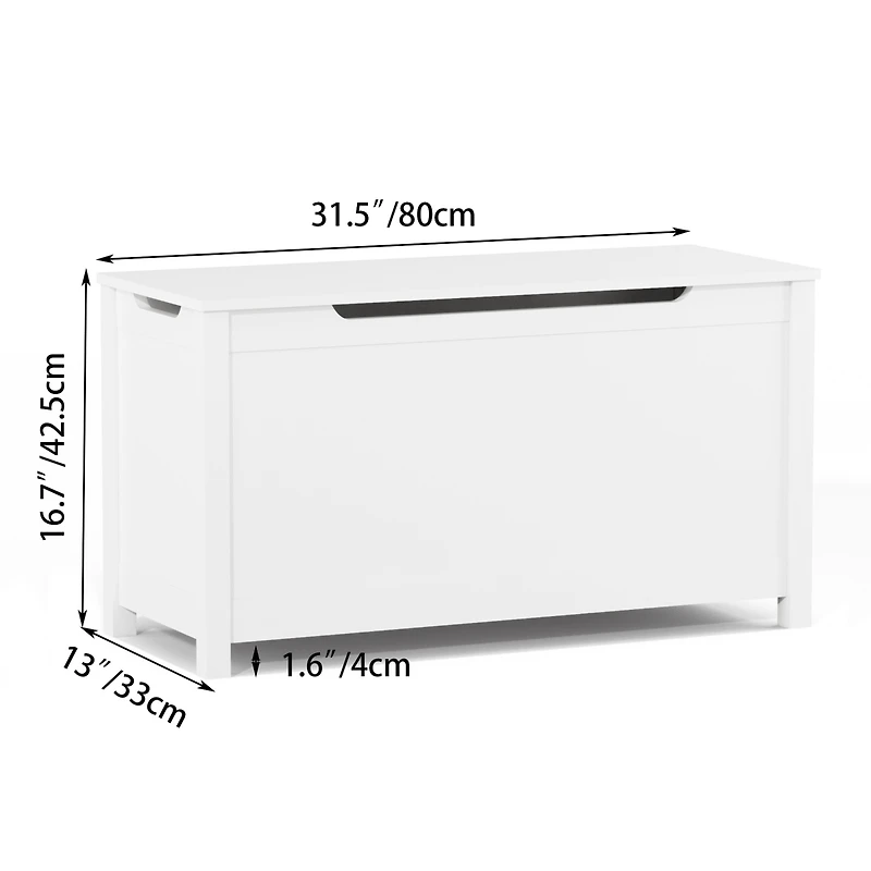 Streamdale Kids Wooden Toy Box Storage With Safety Hinged Lid For Ages 3