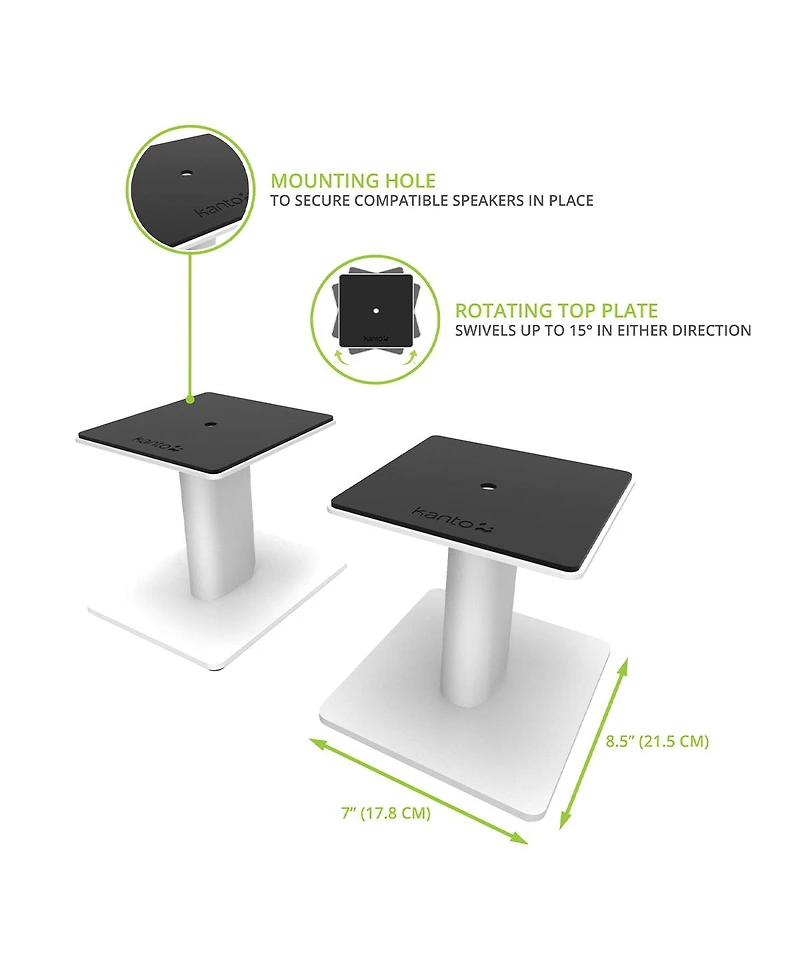 Kanto SP6HD 6" Universal Desktop Speaker Stands with Rotating Top Plates and Cable Management - Pair