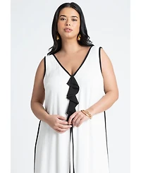 Eloquii Women's V Neck Gauze Maxi Dress