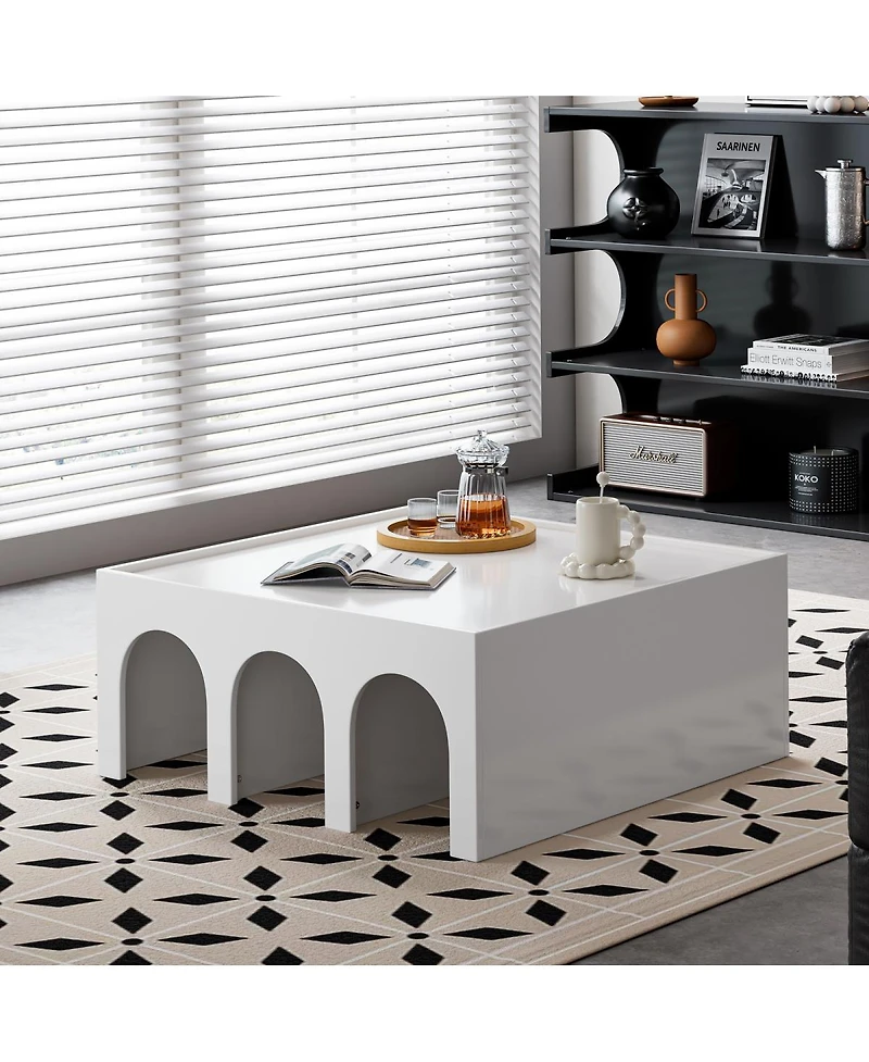 Streamdale Furniture 4-Tier White Book Shelf & Coffee Table