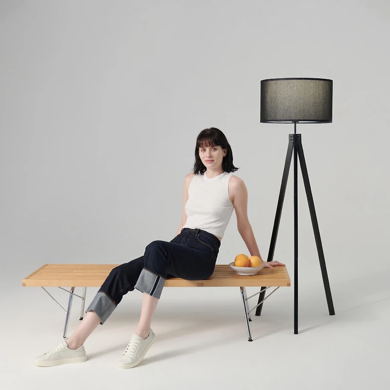 Brightech Eden 58" Led Traditional Tripod Floor Lamp with Fabric Drum Shade