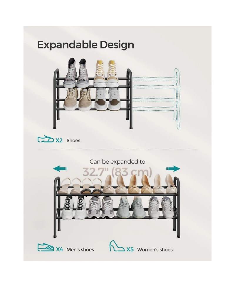 Slickblue Expandable Shoe Rack, Metal Shoe Shelf Storage, Adjustable Shoe Organizer for 8-20 Pairs of Shoes