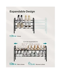 Slickblue Expandable Shoe Rack, Metal Shoe Shelf Storage, Adjustable Shoe Organizer for 8-20 Pairs of Shoes