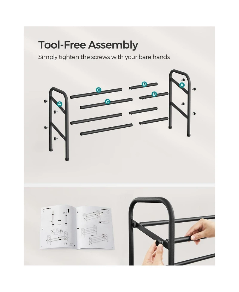 Slickblue Expandable Shoe Rack, Metal Shoe Shelf Storage, Adjustable Shoe Organizer for 8-20 Pairs of Shoes