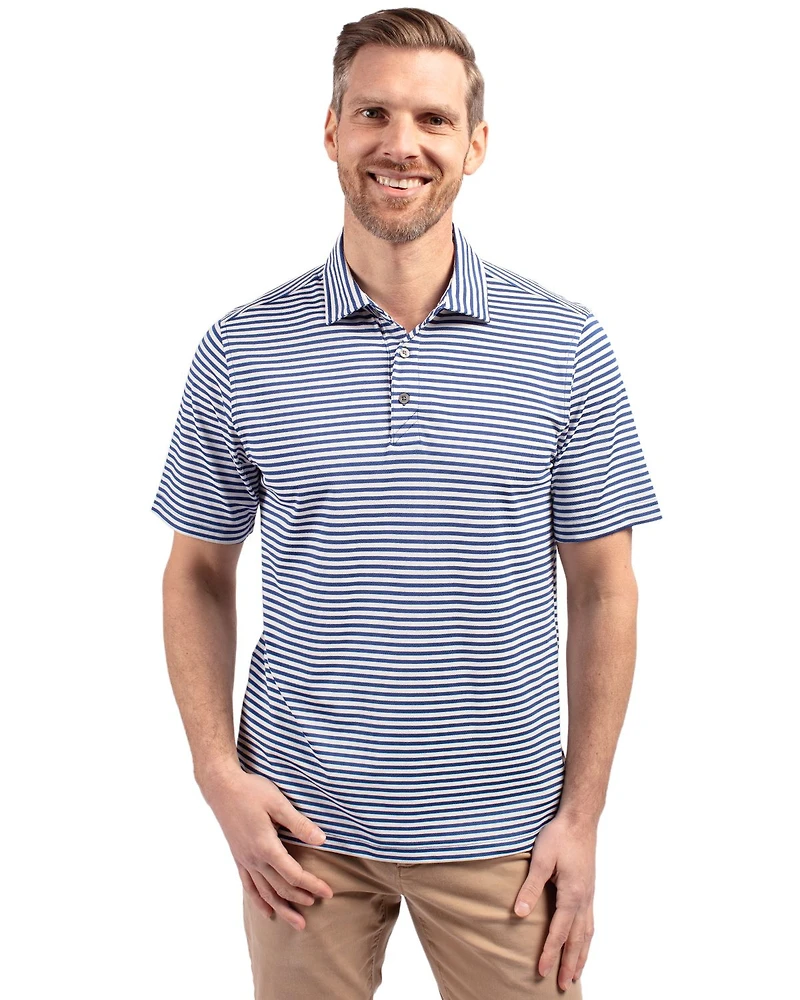 Cutter & Buck Virtue Eco Pique Stripe Recycled Mens Tall Polo Shirt