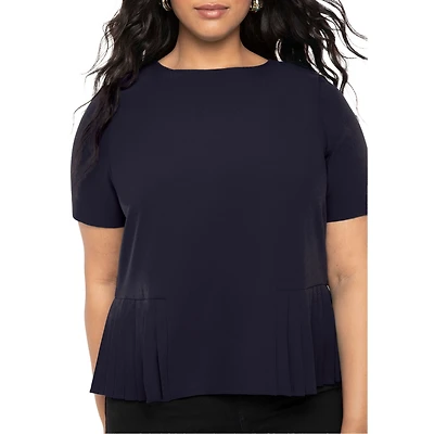 Eloquii Women's Plus Pleated Hem Top