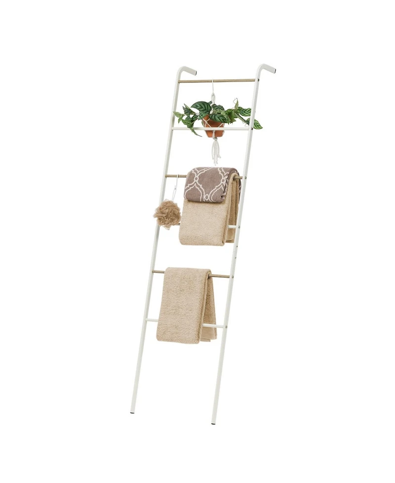Iris Usa Free-Standing Clothing Rack, Clothes Organizer, Ladder Style, Metal Garment Rack, White