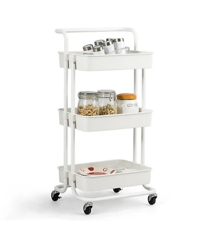 Sugift 3-Tier Utility Cart Storage Rolling Cart with Casters
