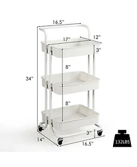 Sugift 3-Tier Utility Cart Storage Rolling Cart with Casters