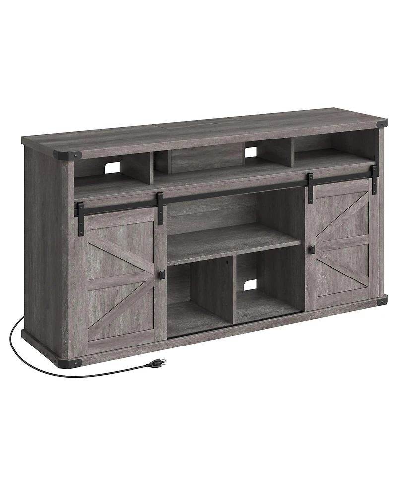 Tv Stand for TVs up to 65 Inches, Farmhouse Entertainment Center with Sliding Barn Doors