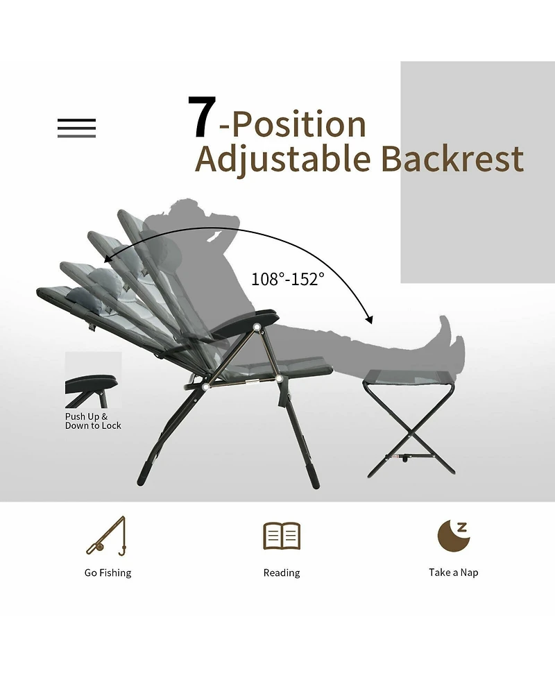 Sugift 4 Pieces Patio Folding Dining Chair Sets with Adjustable Backrest