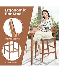 Sugift Set of 2 Outdoor Wood Barstools with Soft Seat Cushion