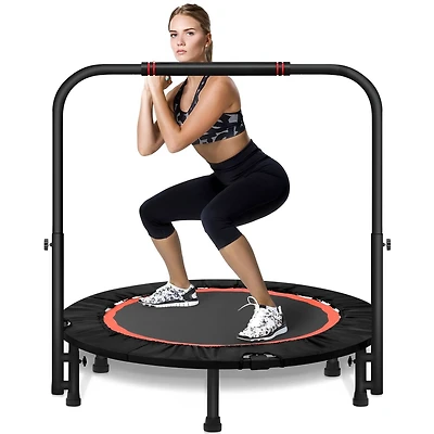 40 Inch Mini Exercise Trampoline Foldable with Adjustable Handle Max Load 440lbs for Adults or Kids