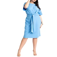 Eloquii Women's Plus Cross Front Flutter Sleeve Dress