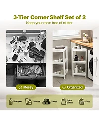 Sugift 2 Pack 3-Tier Detachable Floor Corner Shower Shelf with Drainage Holes