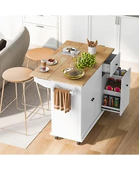 Streamdale Rolling Kitchen Cart with Drop Leaf & Storage