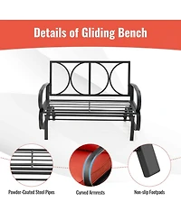 Sugift Patio 2-Person Glider Bench Rocking Loveseat with Cushioned Armrest
