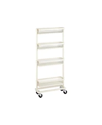 Slim Storage Cart, 4-tier Slide-out Trolley For Small Spaces, Bathroom, With Wire Baskets