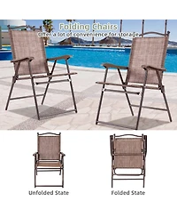 Sugift Set of 2 Patio Folding Sling Back Camping Deck Chairs