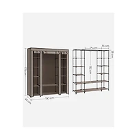 Slickblue Wardrobe, Closet, Portable Clothes Storage Organizer with Hanging Rail, Shelves, Fabric Cover