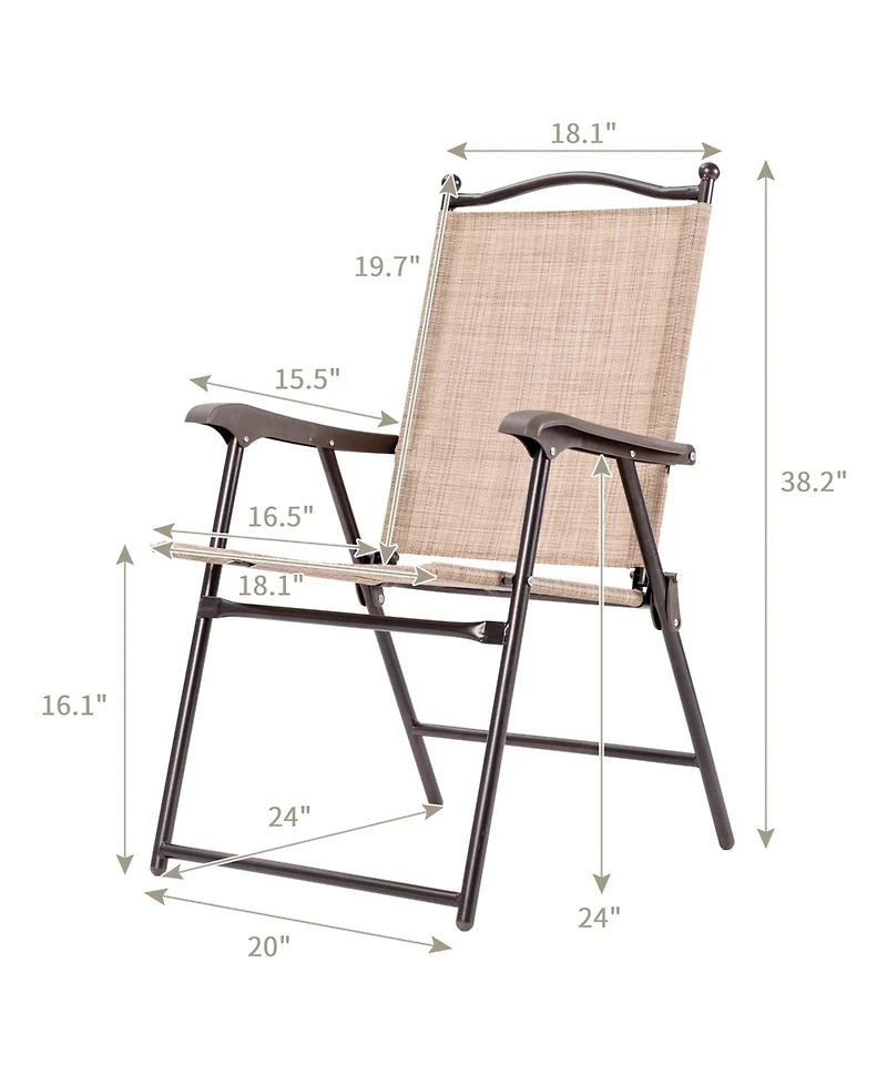 Sugift Set of 2 Patio Folding Sling Back Camping Deck Chairs