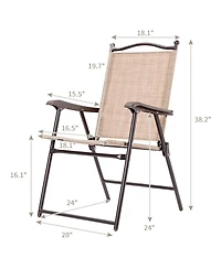 Sugift Set of 2 Patio Folding Sling Back Camping Deck Chairs