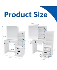 Sugift White Vanity Table Set Makeup Dressing Table