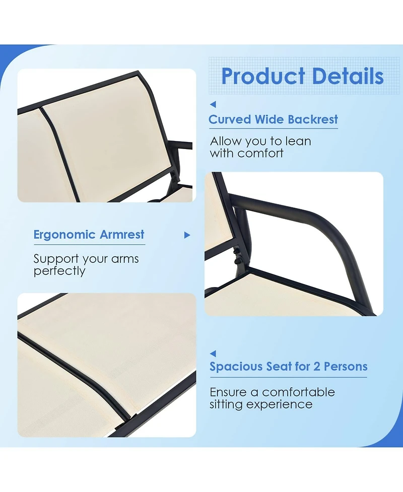 Sugift Swing Glider Chair 48 Inch Loveseat Rocker Lounge Backyard