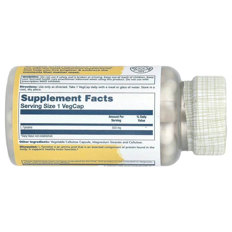 Solaray L-Tyrosine 500 mg - 100 VegCaps