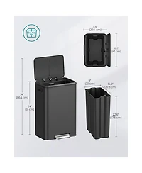 Slickblue Kitchen Trash Can, 10.5-Gallon Garbage Can with Lid and Wide Foot Pedal, Soft Close and Stays Open