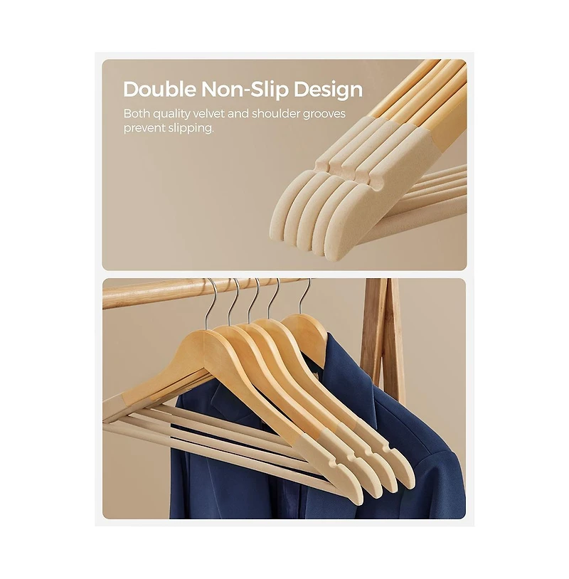 Slickblue Set Of 20 Velvet Wooden Hangers