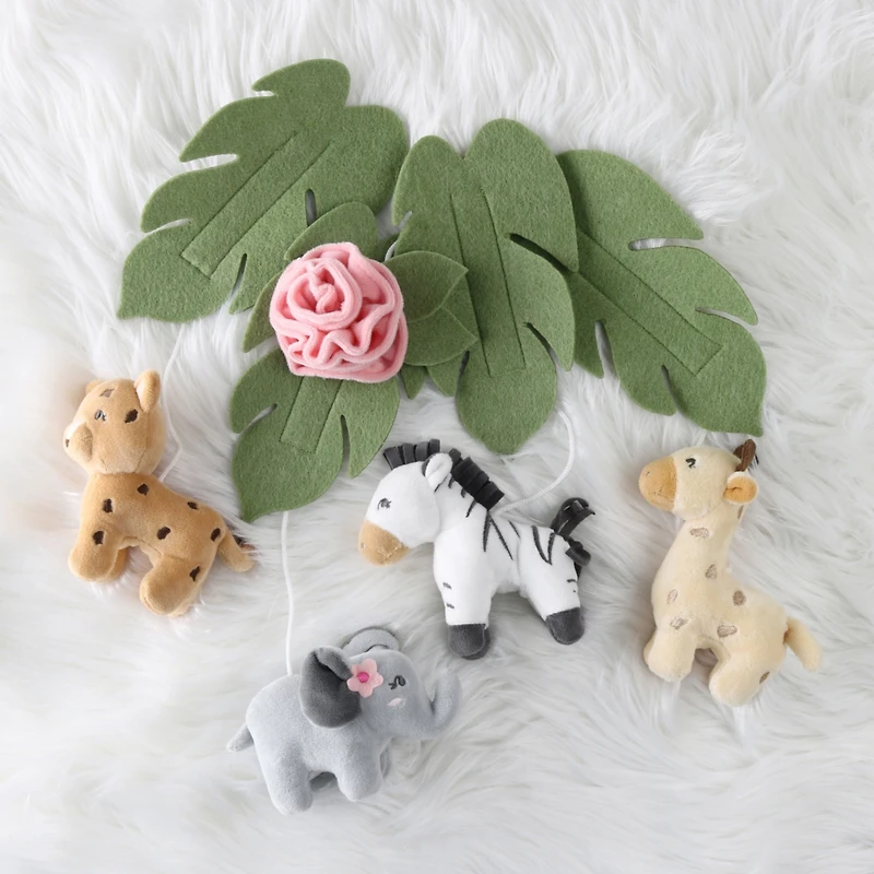 The Peanutshell Wildest Dreams Pink Musical Crib Mobile for Baby Girls