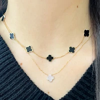 The Lovery Mother of Pearl Single Clover Necklace 14K Gold