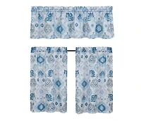 Kate Aurora Country Living Farmhouse 3 Pc Solid Cafe Kitchen Curtain Tier & Tucked Valance Set